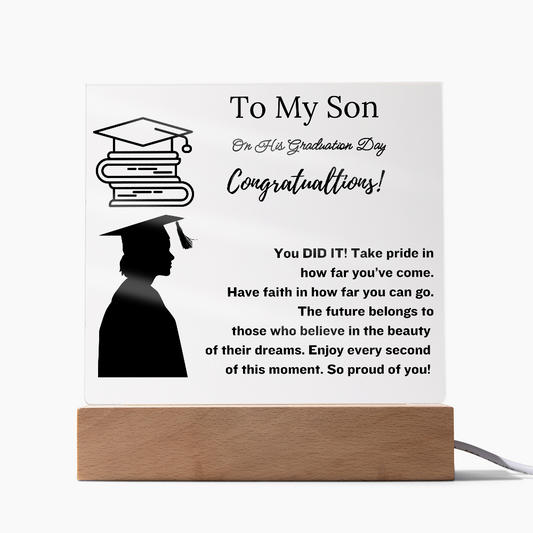 To My Son | Graduation Gift Acrylic Plaque